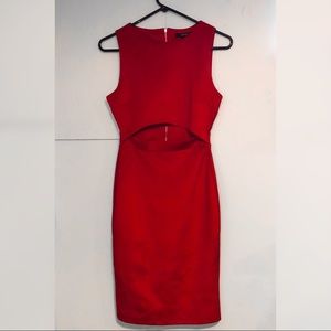 Red Stomach Cut Out Dress